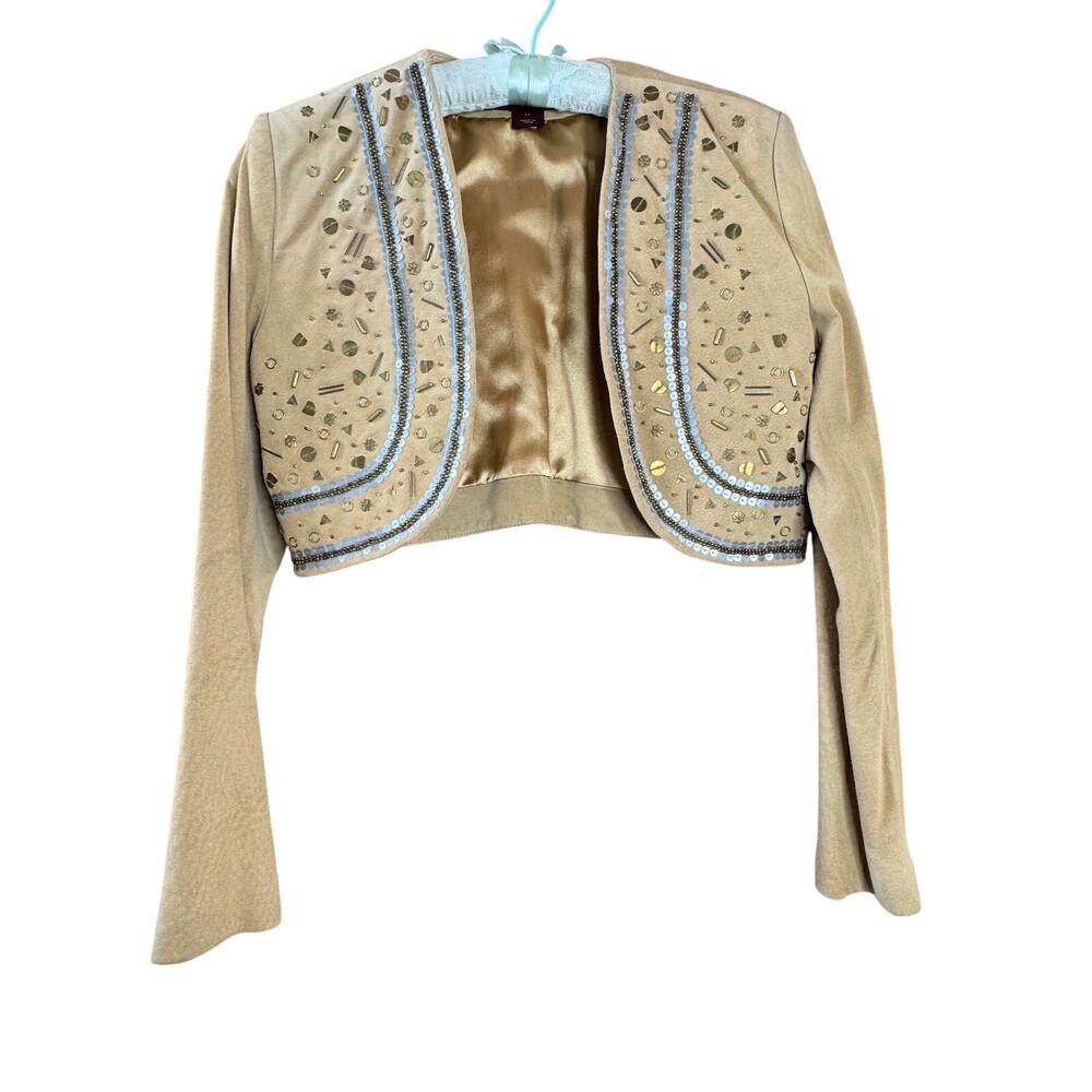 Margaret Godfrey Suede Bolero Jacket with Metal Embellishments M